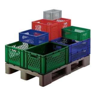 Conteneur de transport gerbable L600xl400xH270mm gris PP poignée traversante
