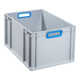 Conteneur de transport gerbable L600xl400xH320mm gris PP poignée ouverte bleu pa-1
