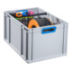Conteneur de transport gerbable L600xl400xH320mm gris PP poignée ouverte bleu pa
