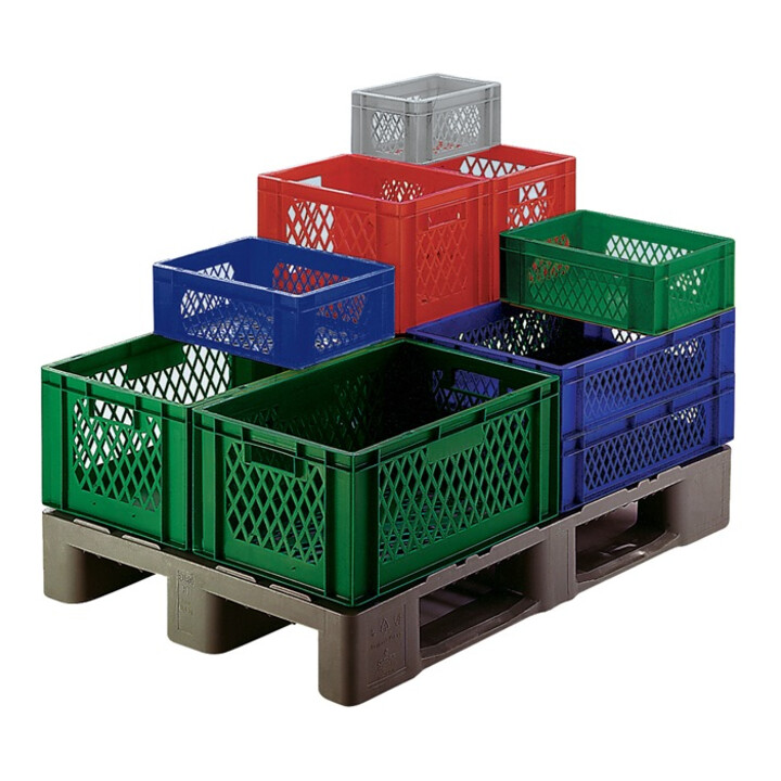 Conteneur de transport gerbable L600xl400xH320mm gris PP poignée traversante par