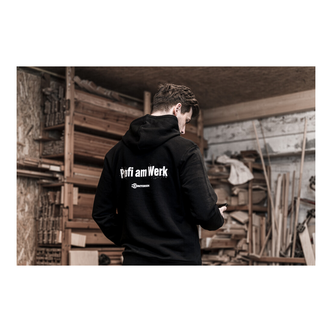 Contorion Hoodie schwarz "Profi am Werk"