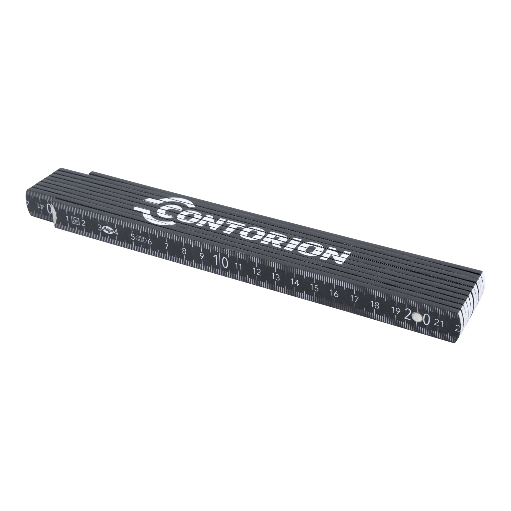 Contorion Zollstock 2 m schwarz mit Logo aus Holz mit Gelenken, 4251710000000