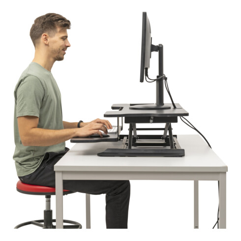 STIER Convertitore per scrivania per postura eretta con regolazione idraulica dell’altezza