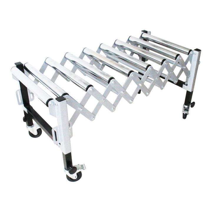 Convoyeur à rouleaux extensible STIER, capacité de charge 130 kg, longueur de voie jusqu'à 1 300 mm