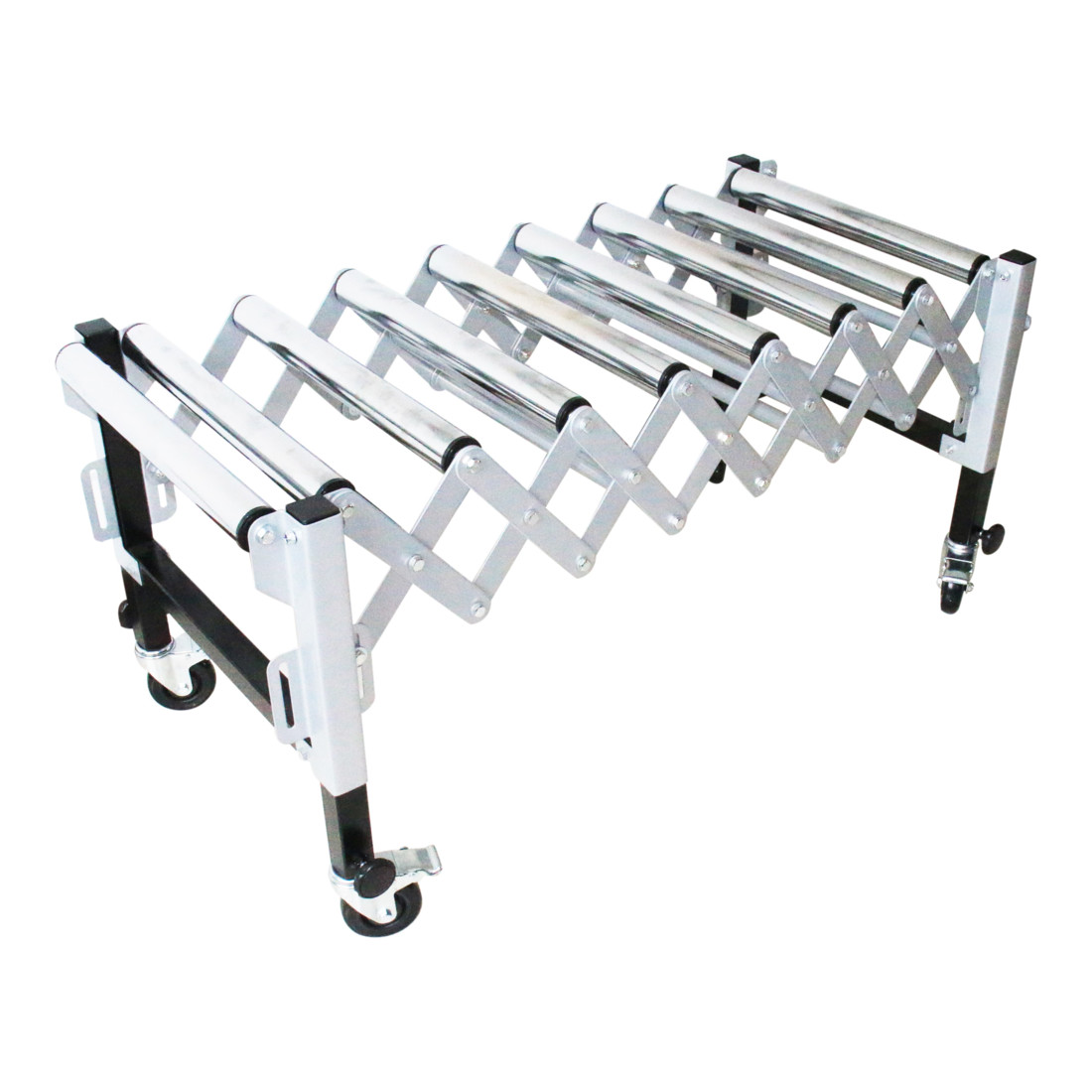 Convoyeur à rouleaux extensible STIER, capacité de charge 130 kg, longueur de voie jusqu'à 1 300 mm