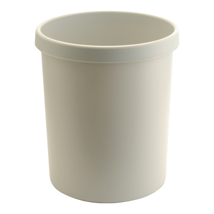 Corbeille à papier 18 l H. 320 x D. 315 mm avec bord manche plastique gris clair
