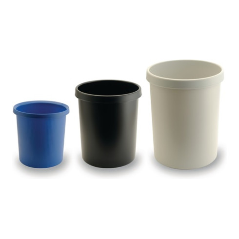 Corbeille à papier 18 l H. 320 x D. 315 mm avec bord manche plastique noir