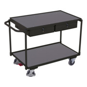 Cordes Tischwagen mit 2 Ladeflächen und 2 Schubladen RAL 7016