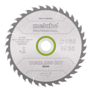 Lame de scie circulaire Metabo "bois coupé sans fil", professionnelle de qualité, pour scies circulaires portatives