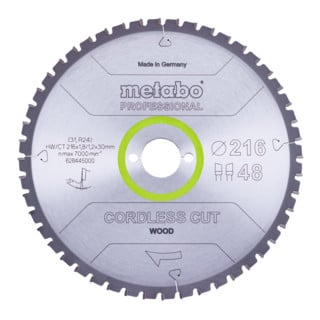 Metabo Lame de scie circulaire "cordless cut wood", qualité professionnelle, pour scies circulaires semi-stationnaires