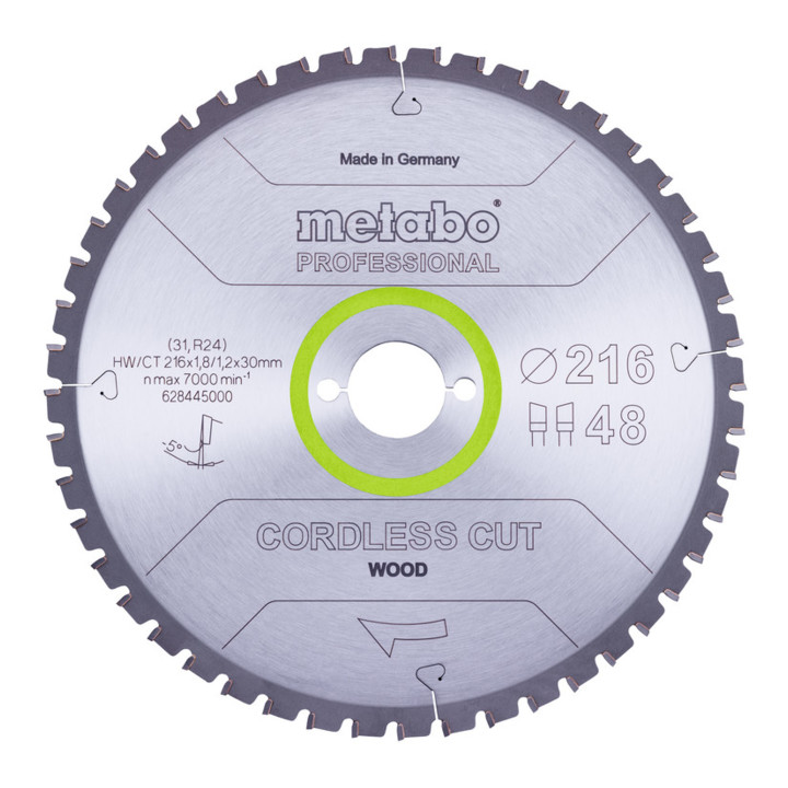 Metabo Lame de scie circulaire "bois coupé sans fil", professionnelle qualité, pour scies circulaires semi-stationnaires