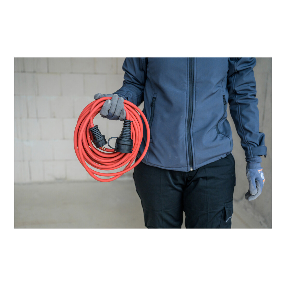Cordon prolongateur IP44 pour chantiers 10m rouge H07RN-F 3G1,5