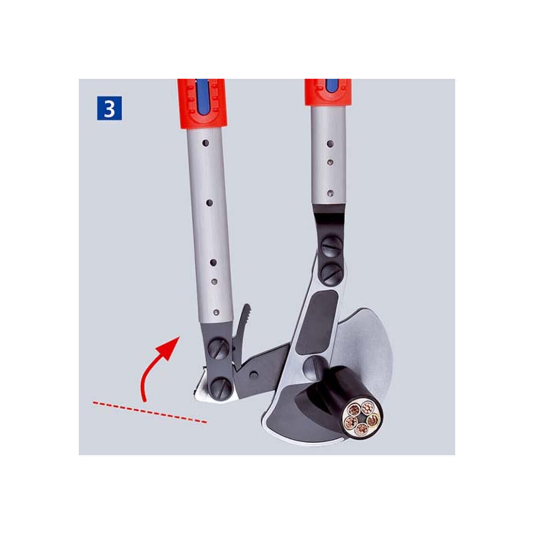 Coupe-câbles, à cliquet, avec bras télescopiques Knipex