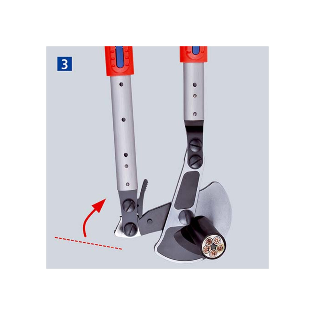 Coupe-câbles, à cliquet, avec bras télescopiques Knipex