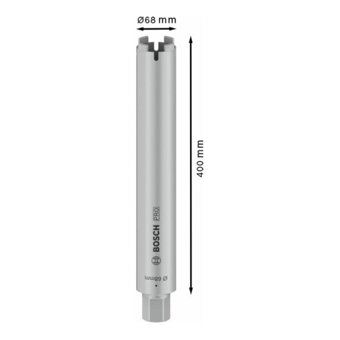 Couronne de forage à sec diamantée 1 1/4" UNC Best for Universal 68 mm, 400 mm, 4 segments, 11,5 mm