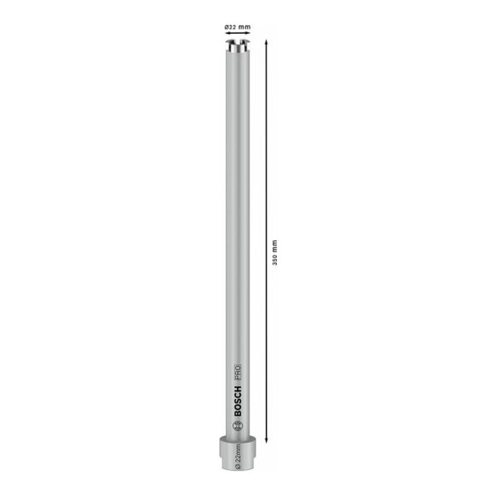Couronne de forage à sec diamantée G 1/2" 22 mm, 350 mm, 3 segments, 7 mm