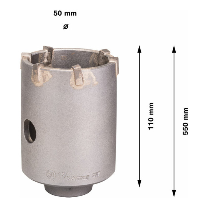 Couronne-trépan SDS plus-9 pour adaptateur six pans 50 x 50 x 72 mm, 6