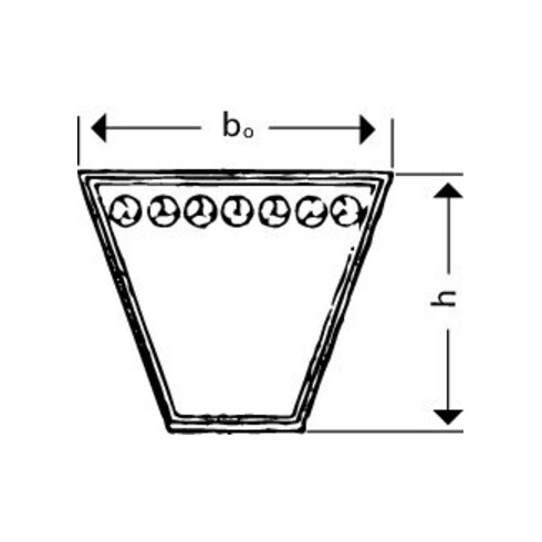 Courroie trapézoïdale Profil Z/10 Lg. int. : 630 mm, ext. : 652 mm