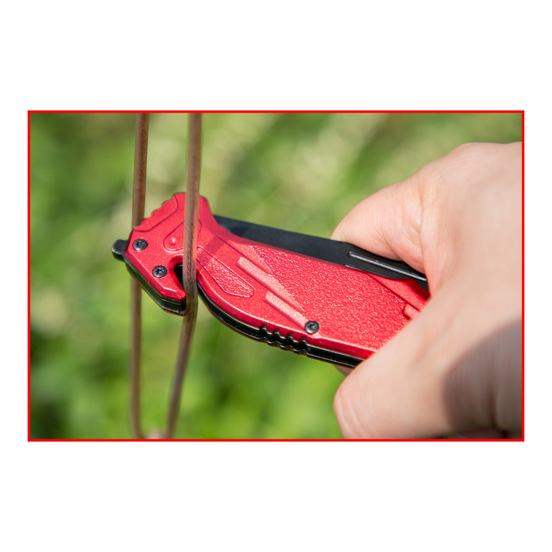 Couteau à cran d'arret avec coupe-sangle