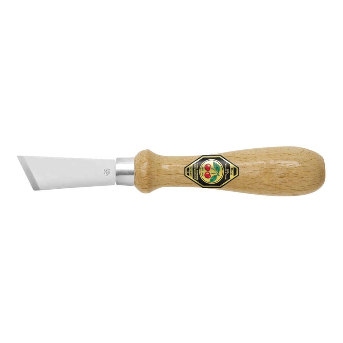 Couteau à découper Kirschen avec manche en bois à bord large et incliné
