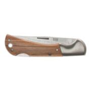 Couteau de poche L. de manche 85 mm L. ouvert 200 mm inox. coque en bois d'olivi