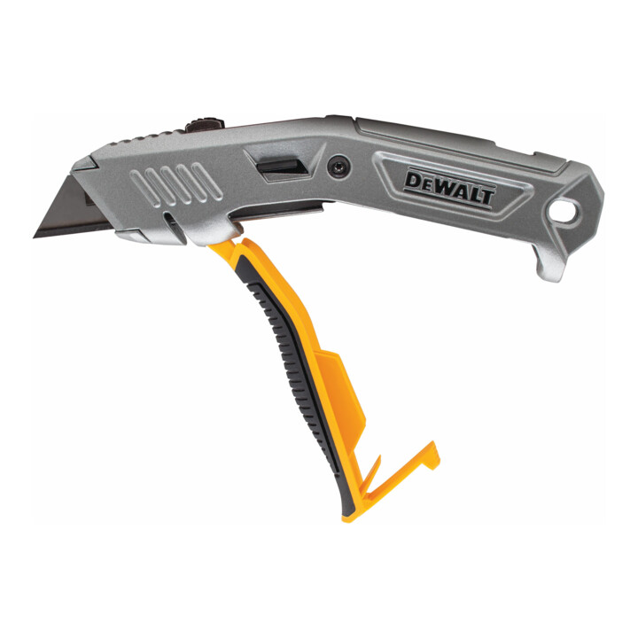 Couteau de travail à lame rétractable DEWALT, boîtier entièrement métallique, y compris 5 lames de rechange trempées par induction DWHT10319-0