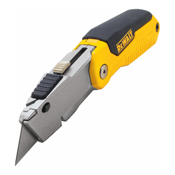 Couteau de travail DEWALT à lame rétractable, boîtier pliable, y compris 3 lames de rechange trempées par induction DWHT10035-0