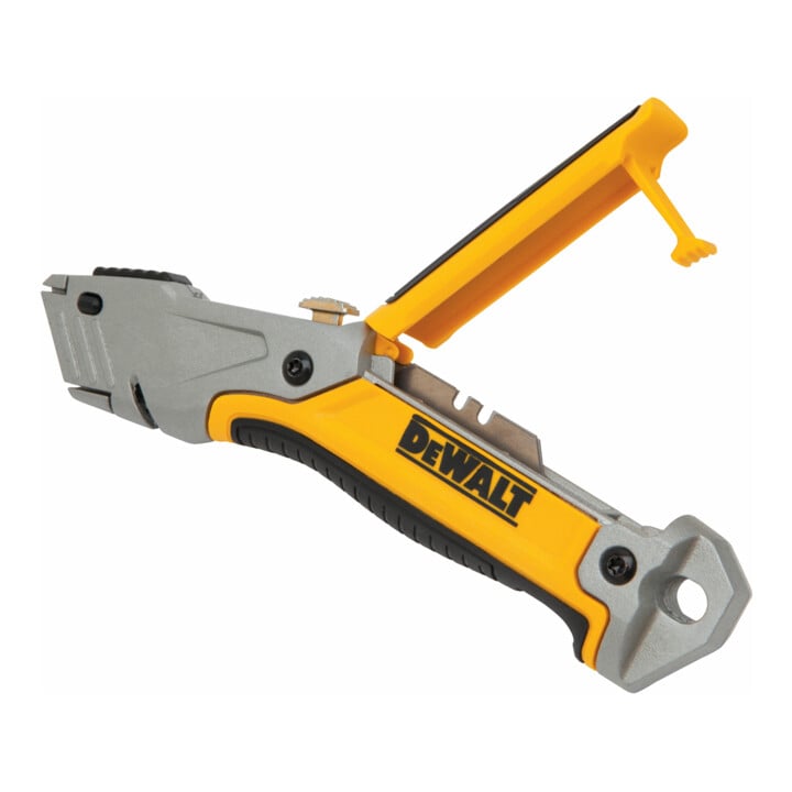 Couteau de travail DEWALT à lame rétractable, chargeur de lames intégré, boîtier en métal moulé sous pression, y compris 5 lames de rechange trempées par induction DWHT10046-0