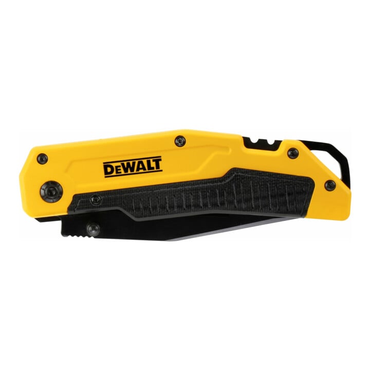 Couteau pliant DEWALT 82mm avec boîtier robuste en aluminium et lames à dénuder intégrées DWHT0-10313