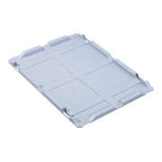 Couvercle à charnière PP L400xl300mm gris pour caisses de transport gerbables AL