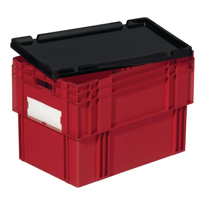 Couvercle cloche L600xl400mm noir PP adapté au bacs gerbables-emboîtables LA-KA-