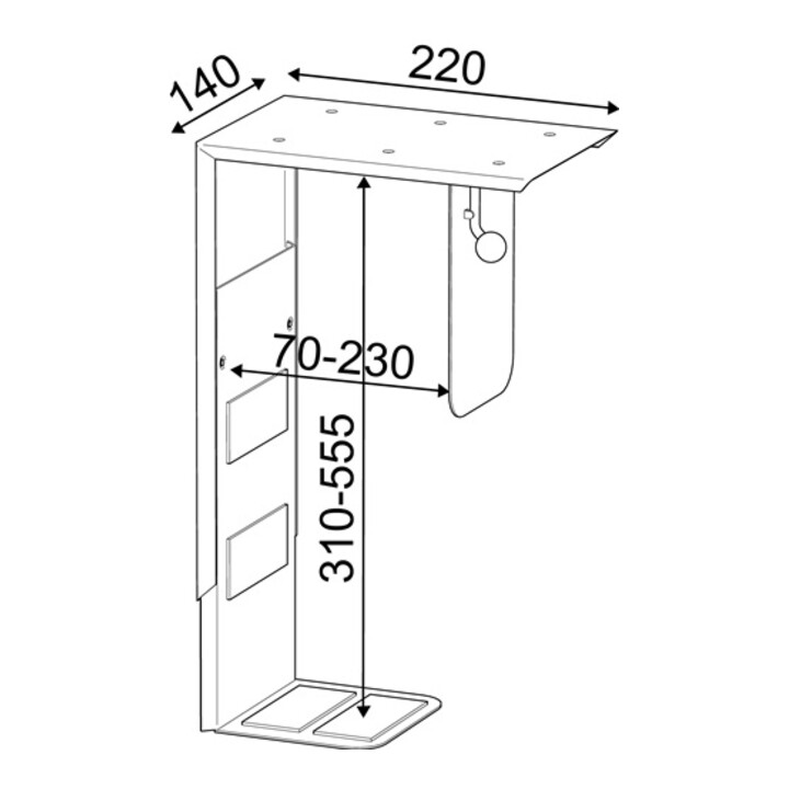 CPU-support largeur int. 70-230 mm H. int. 310-555 mm gris adapté à tables d'emb