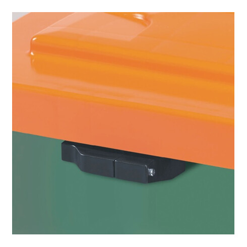 Craemer Streugutbehälter 210l 1000x700x500mm o.Entnahmerutsche Ku. grün/orange