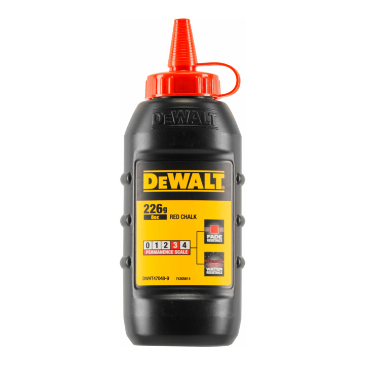 Craie à frapper rouge 225g DEWALT Durabilité 3 pour l'extérieur DWHT47048-9