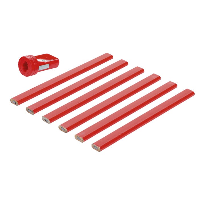 Crayons de menuisier 175 mm avec taille-crayon 7 pièces BGS Do it yourself