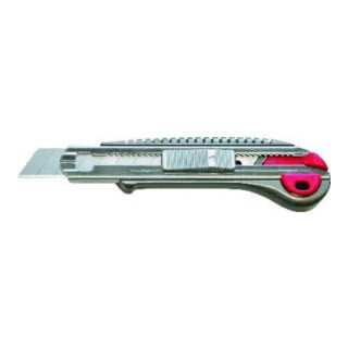 Cutter L.135mm I.18mm tout métal avec bouton-poussoir, incl. 2 lames