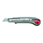 Cutter L.135mm I.18mm tout métal avec bouton-poussoir, incl. 2 lames