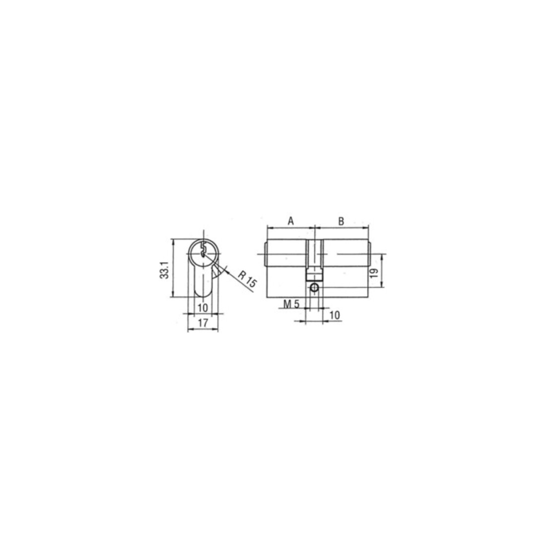Cylindre double profilé PZ 8800 NuG nombre de clés 3 gl.BKS