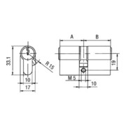 Cylindre profilé double PZ 8812 40/75mm NuG les deux touches numériques 3 versch.-schl.-4