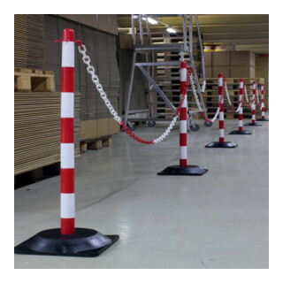 Dancop Borne mobile de signalisation Ø 40 mm H 860 mm rouge-blanc avec chaîne plastique 10 m incluse