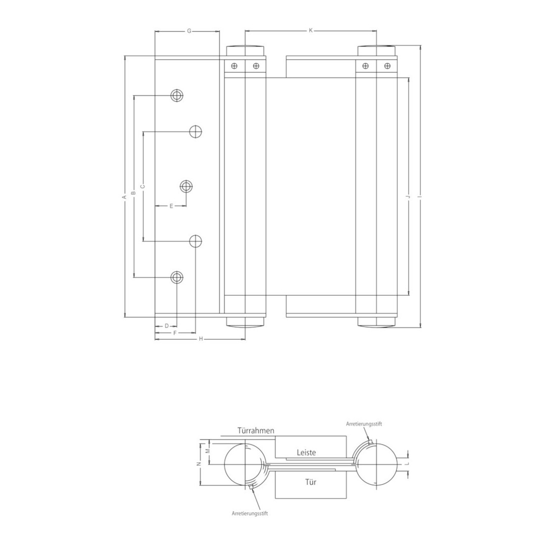 DANNERT Paumelle pivotante 120, pivotante des deux côtés, taille 39/175mm, TS 40-45 brut