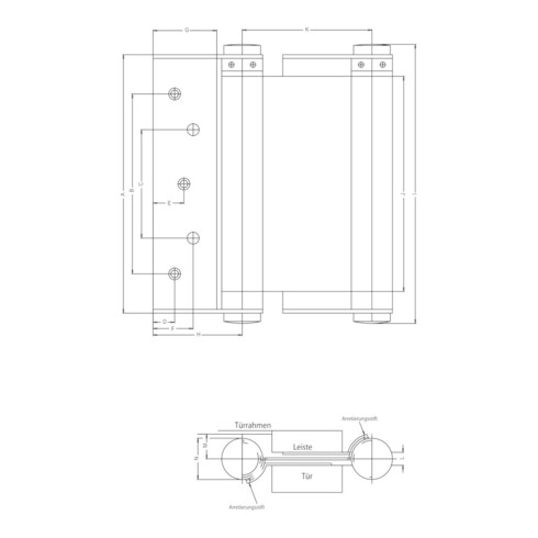 DANNERT Pendeltürband 120,beidseitig pendelnd Gr. 39/175mm, TS 40-45 blank