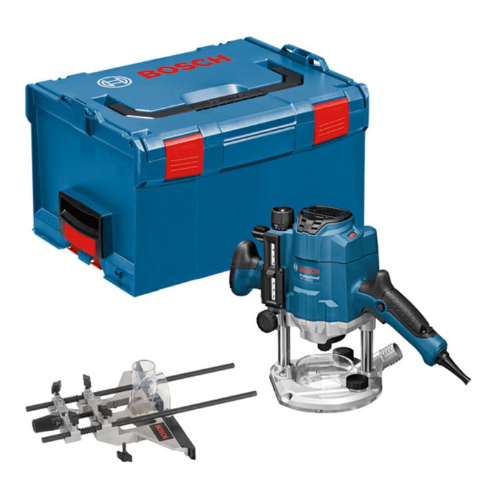 Oberfräse Holzfräse GOF 1250 CE, mit L-BOXX + Bosch Fräser-Set 8-mm-Schaft 15-teilig