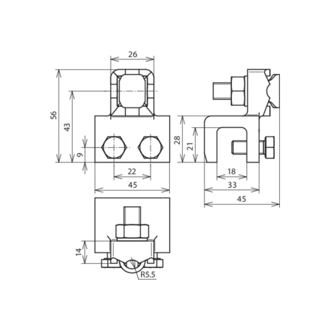 DEHN Anschlussklemme TG/tZn Fl 8-18 f.Rd 7-10 370 018