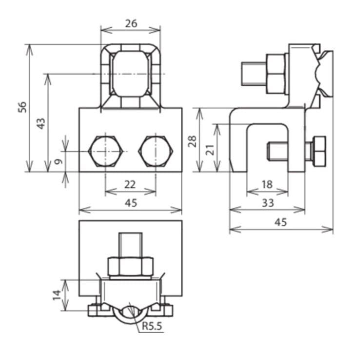 DEHN Anschlussklemme TG/tZn Fl 8-18 f.Rd 7-10 370 018