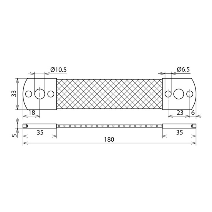 DEHN Bande de pontage Al 50 mm² L180 mm UEBBL180B105B65AL