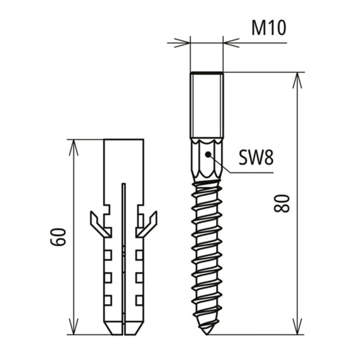 DEHN Befestigungsset 2 Schrauben+Dübel BS M10 PAS