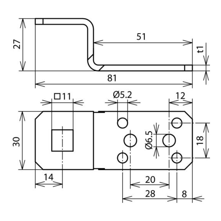 DEHN Bride de raccordement en Z aluminium D11mm ALZFB1111B5265L81AL