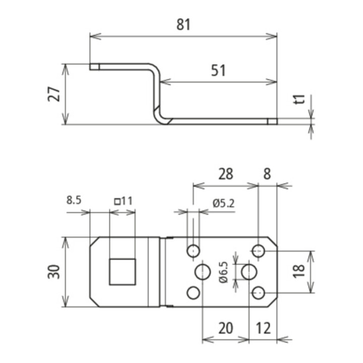 DEHN Bride de raccordement en Z aluminium D11mm ALZFB1111B5265L81AL