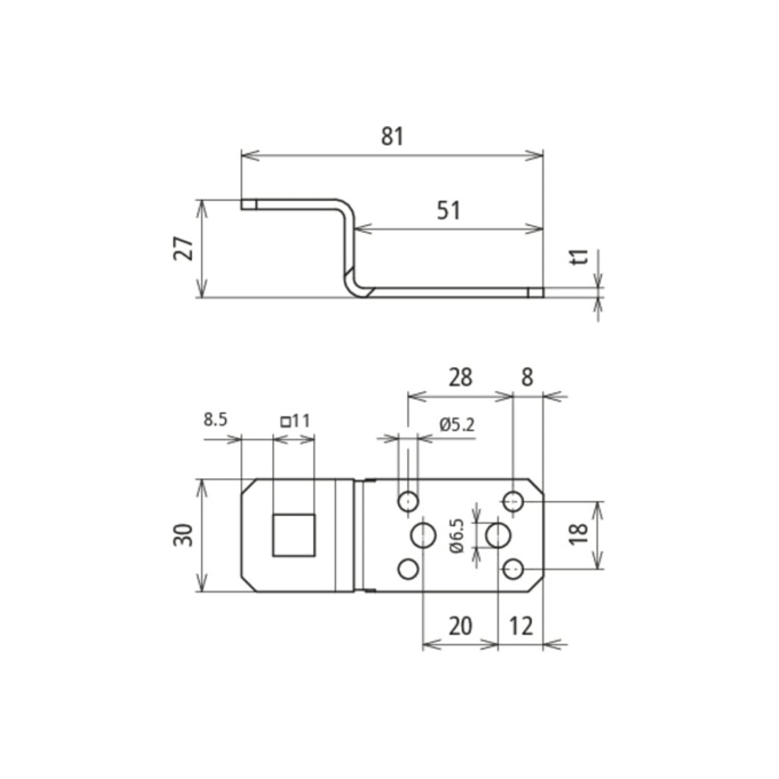 DEHN Bride de raccordement en Z aluminium D11mm ALZFB1111B5265L81AL